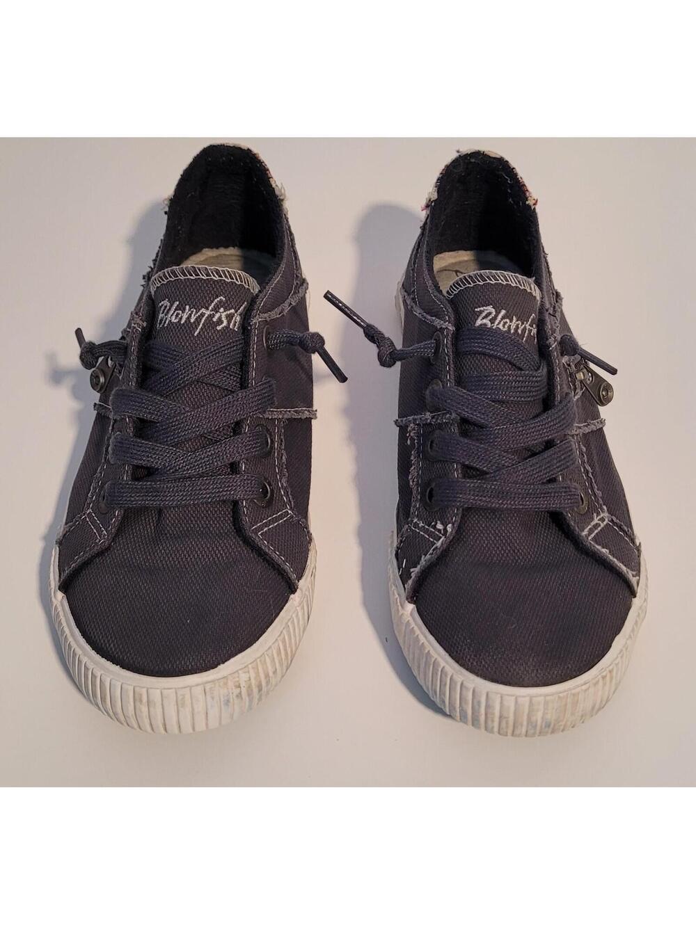 Blowfish Malibu Black Canvas Lace Up Sneakers Women’s Casual Shoes Zip Detail